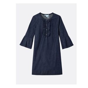 Draper James Chambray Ruffle Shift Dress Size 10 EUC